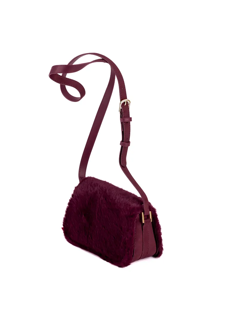 Bolso Bandolera de Pelo de Valentino Handbags Iceland Burdeos - Imagen 3