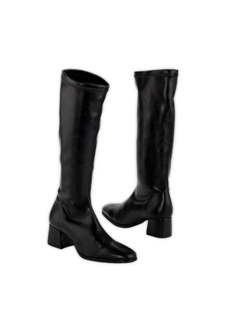 Bota Alta de Miss Elastic de Tacón Bajo y Elástica Fax Studio Negro - Imagen 4