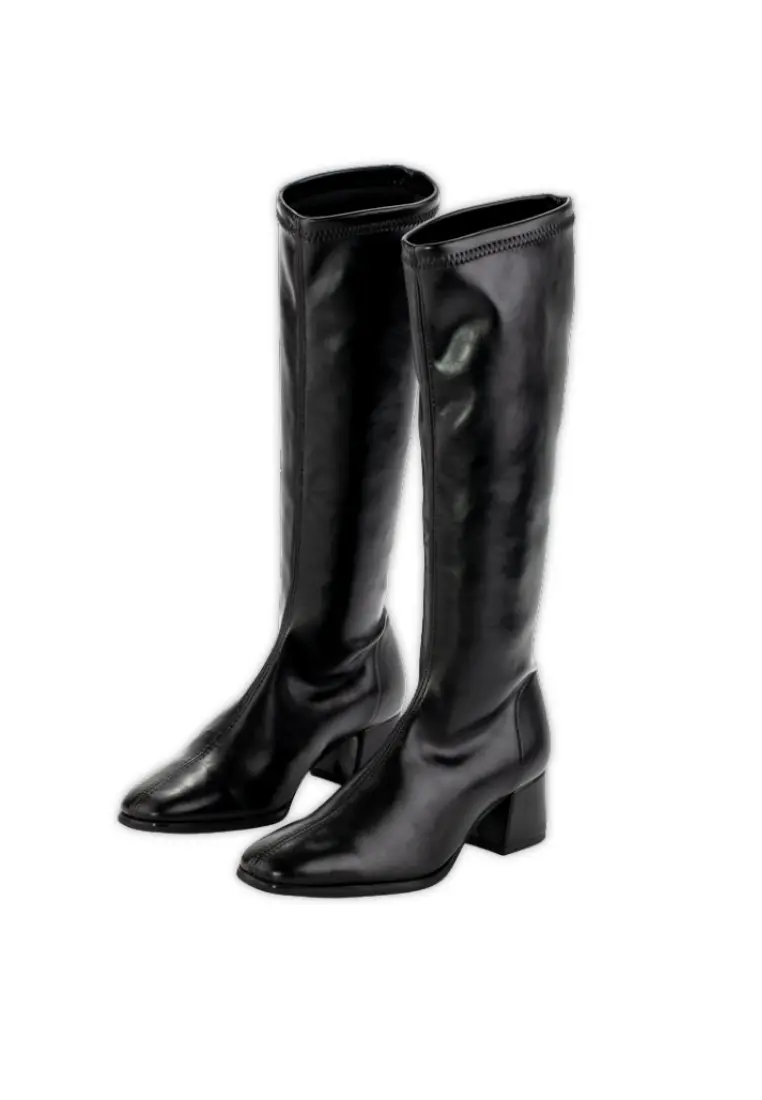 Bota Alta de Miss Elastic de Tacón Bajo y Elástica Fax Studio Negro - Imagen 5