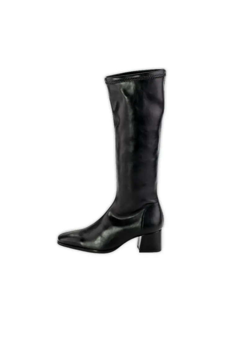 Bota Alta de Miss Elastic de Tacón Bajo y Elástica Fax Studio Negro