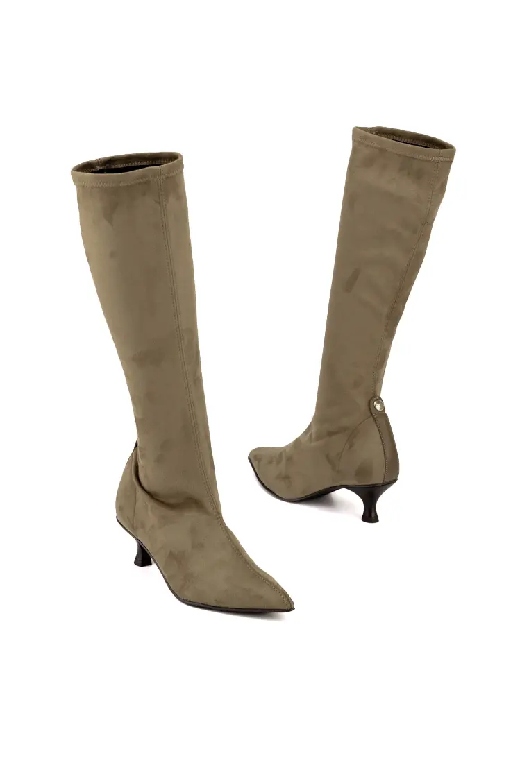 Bota Alta de Pedro Miralles de tacón Bajo Fino Yantai Taupe - Imagen 2