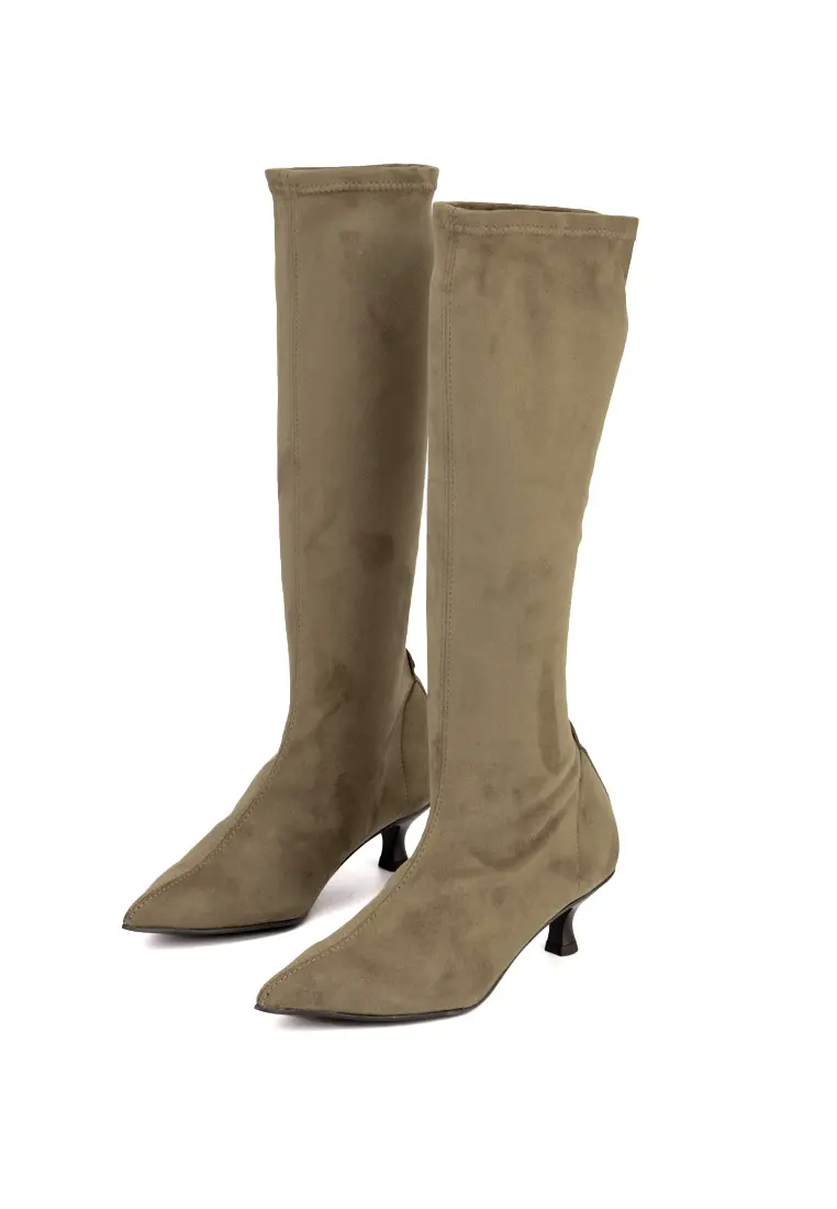 Bota Alta de Pedro Miralles de tacón Bajo Fino Yantai Taupe - Imagen 3