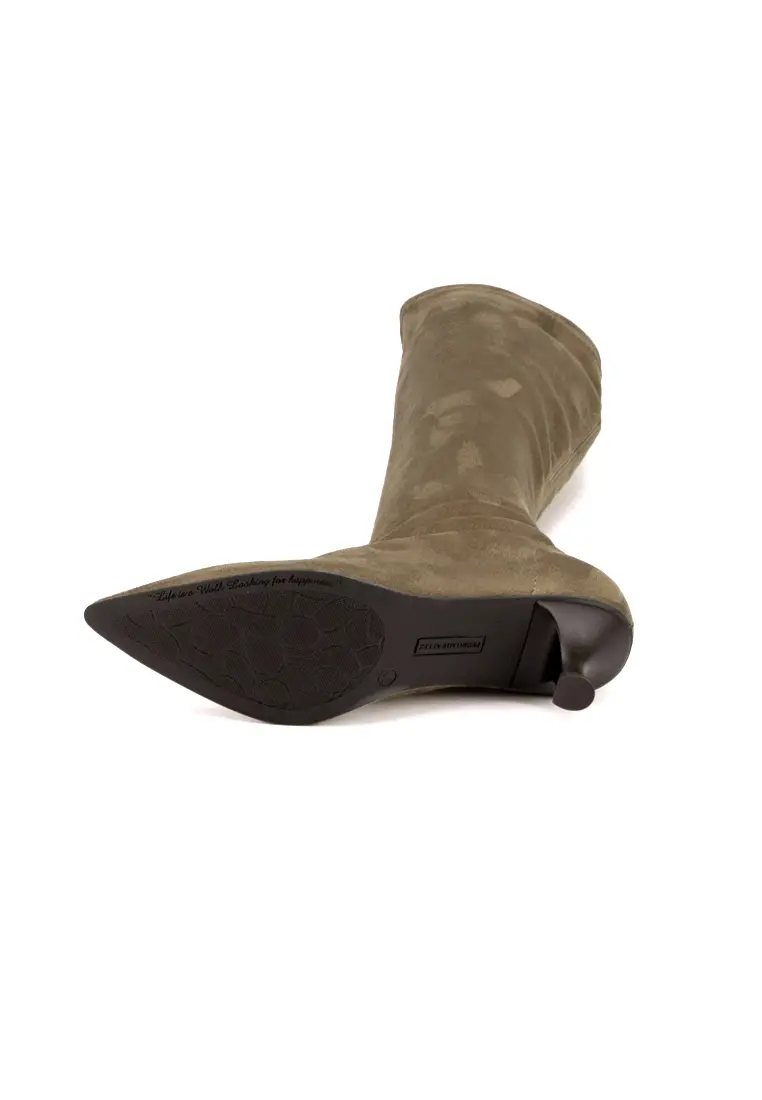 Bota Alta de Pedro Miralles de tacón Bajo Fino Yantai Taupe - Imagen 6