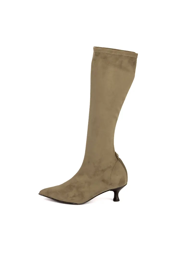Bota Alta de Pedro Miralles de tacón Bajo Fino Yantai Taupe