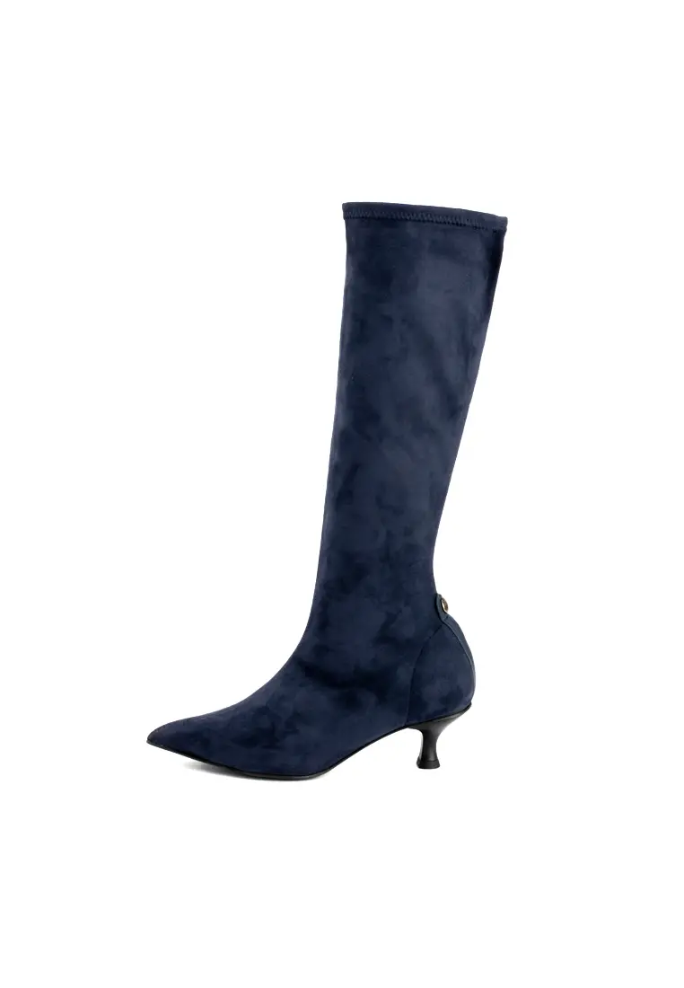 Bota Alta de Pedro Miralles de tacón Bajo Fino Yantai Azul Marino