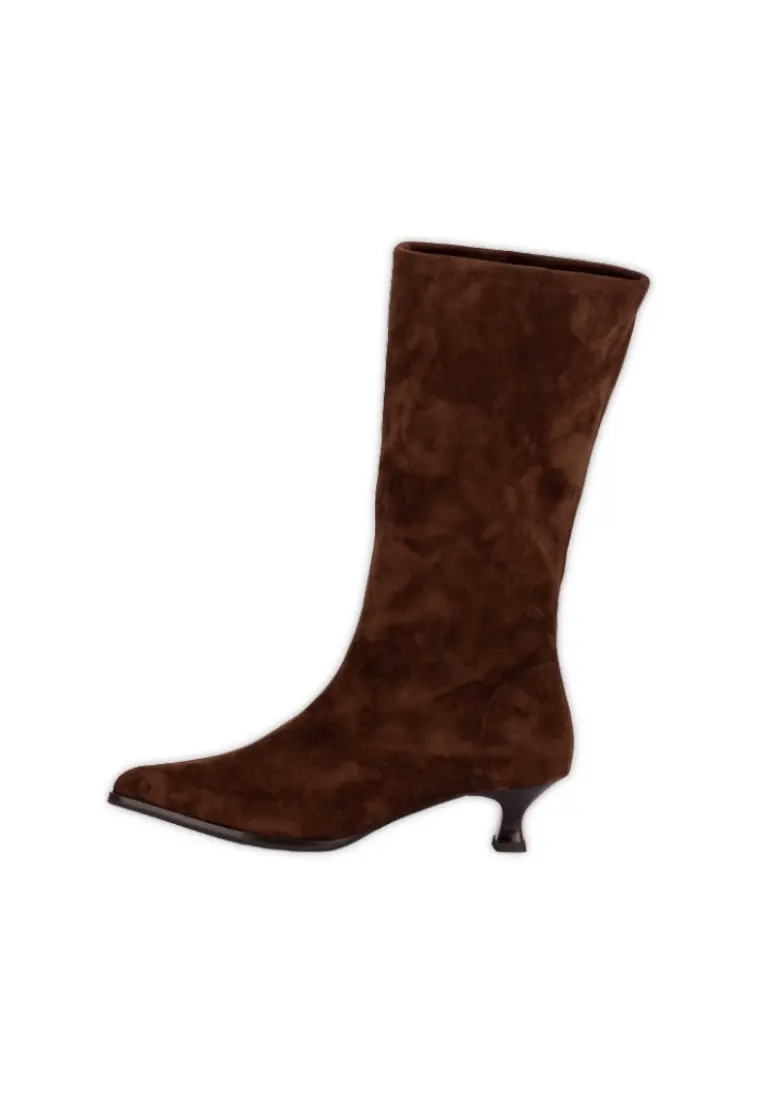 Bota de Media Caña de Miss Elastic Zetina Plus Marrón