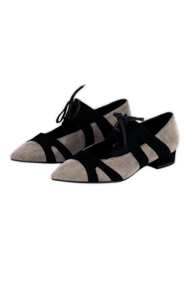 Zapato Plano de Angari Vieneta Taupe y Negro - Imagen 5